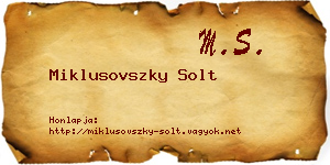 Miklusovszky Solt névjegykártya